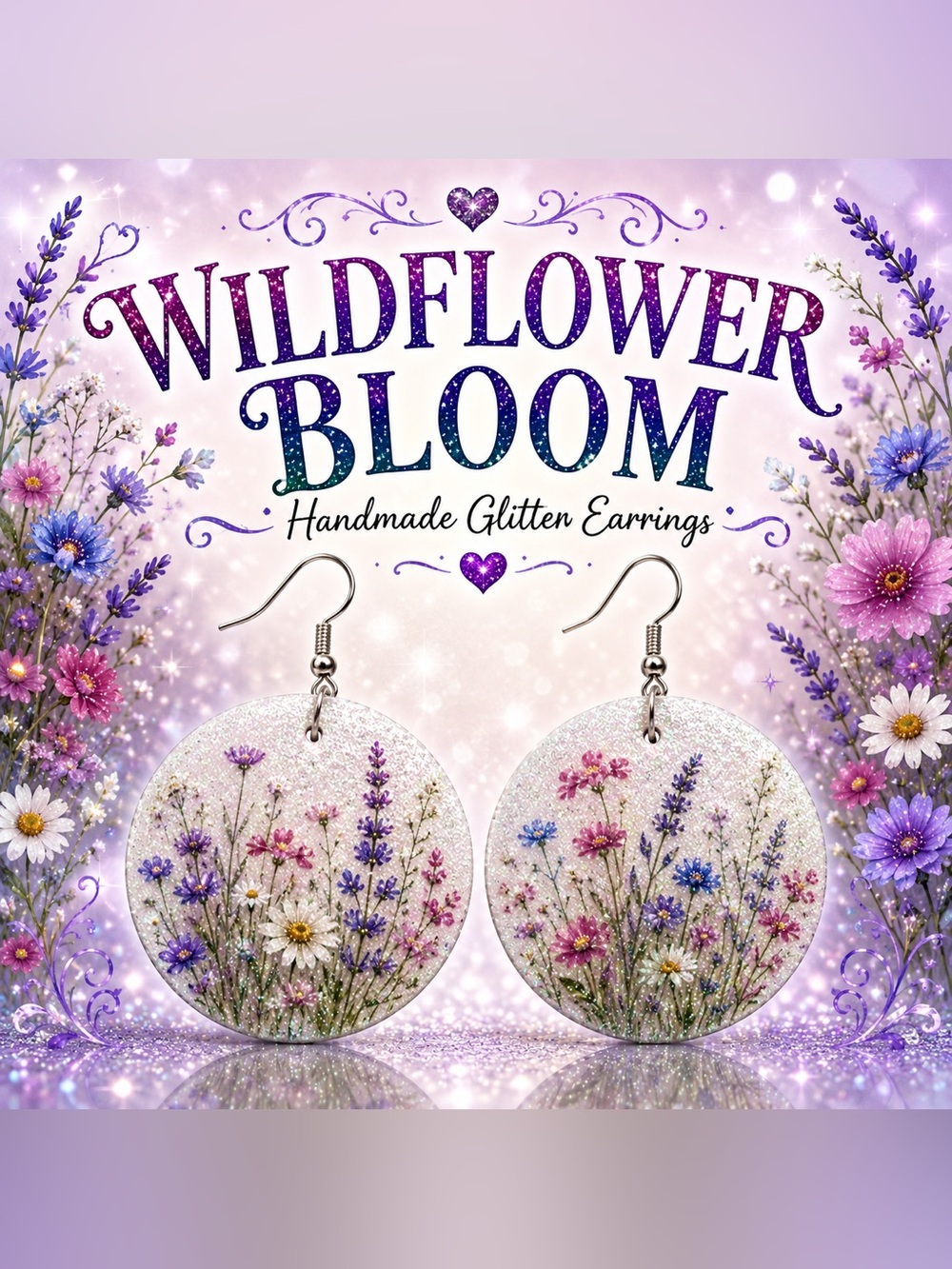 WILDFLOWER BLOOM HANDMADE GLITTER EARRINGS